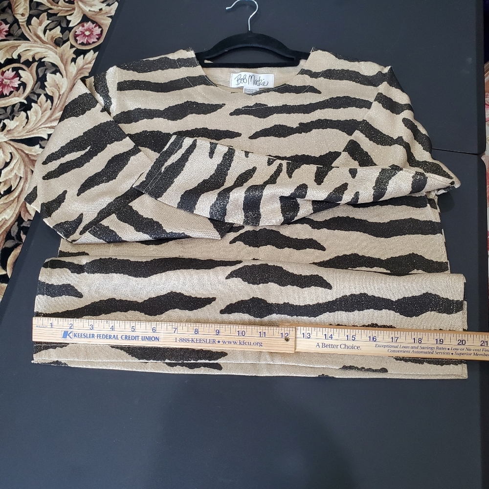 Bob Mackie Vintage tunic style top TIGER Gold Black Size P/M Designer - Picture 14 of 16